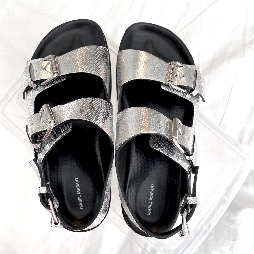 Isabel Marant Ophie Silver Black Sandals